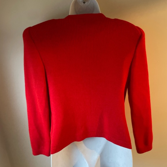 St. John for Saks Fifth Avenue Vintage Red Sweater Cardigan Medium -J - Picture 4 of 9